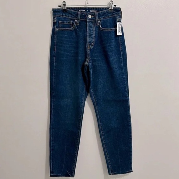 NWT Old Navy High Rise OG Straight Leg Jeans Secret Slim Pocket Dark Wash Size 0 - Picture 2 of 2